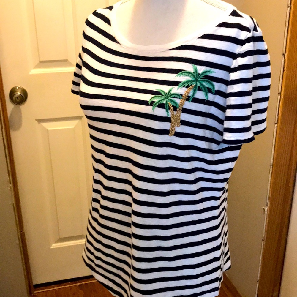Talbots Striped Palm TreeTee